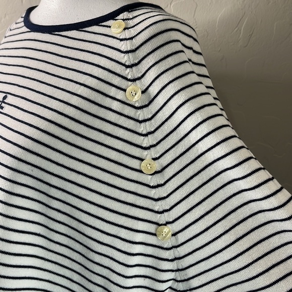 Norton Studio blue and white long sleeve crewneck sweater decorative buttons XL - Picture 3 of 10